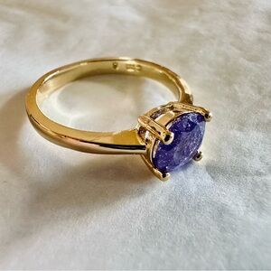 18K Gold & Purple CZ Ring Size 8, Pretty Bird Jewelry NEW